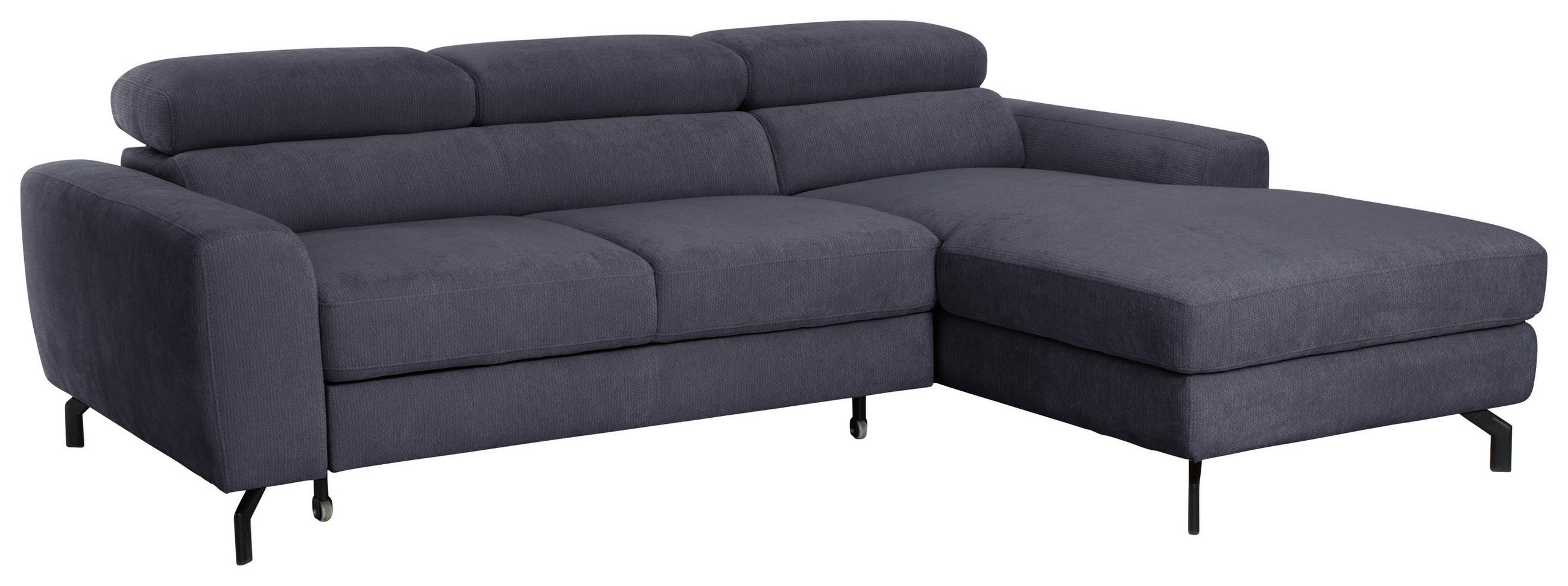 ECKSOFA LARGO in Chenille Anthrazit  226/177 cm  - Anthrazit/Schwarz, Design, Textil/Metall (226/177cm) - Livetastic