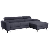 ECKSOFA LARGO in Chenille Anthrazit  226/177 cm  - Anthrazit/Schwarz, Design, Textil/Metall (226/177cm) - Livetastic