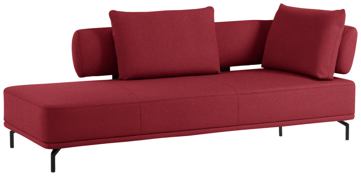 RÉCAMIERE in Flachgewebe Bordeaux  - Bordeaux/Schwarz, Design, Textil/Metall (227/89/101cm) - Dieter Knoll