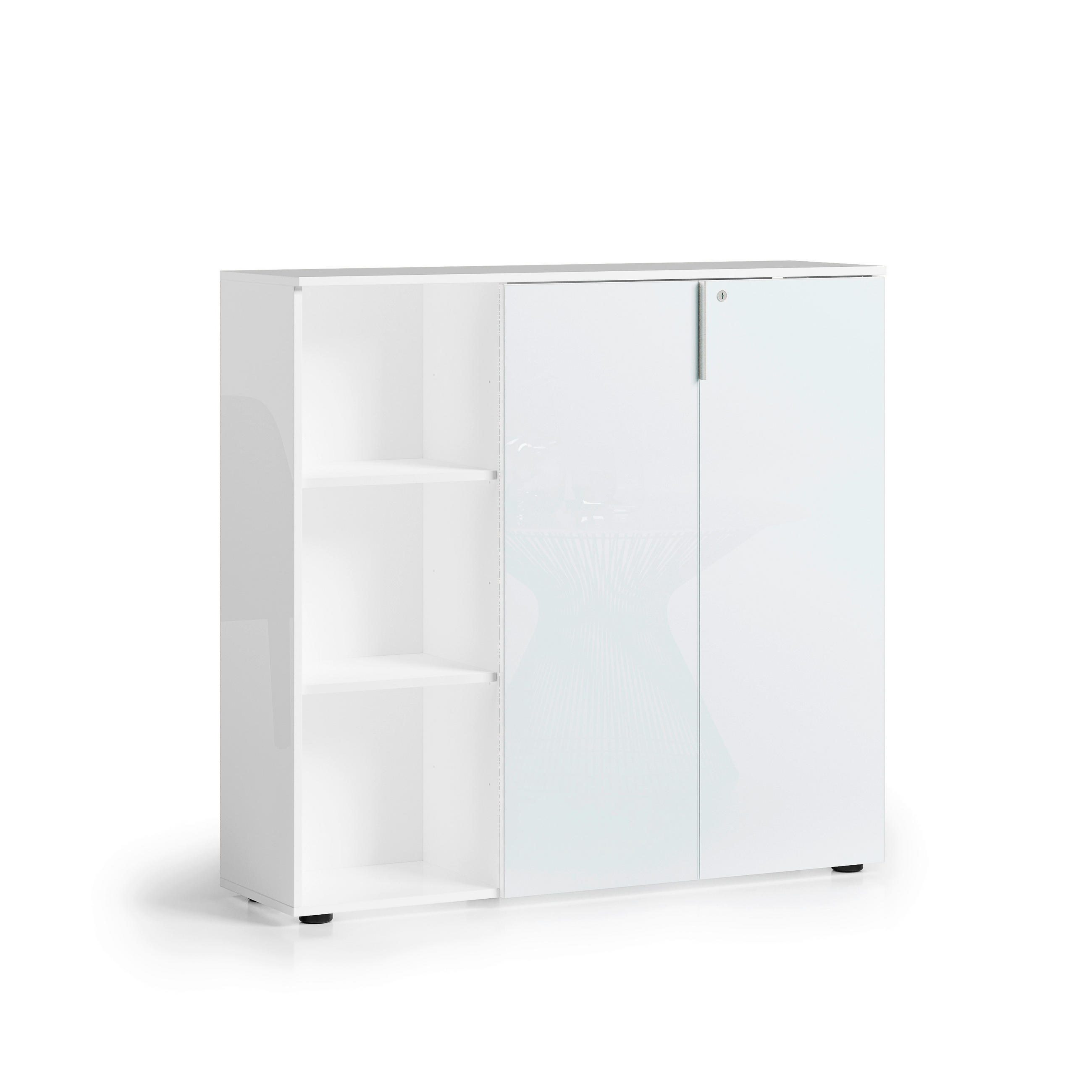 SIDEBOARD  120/113/34 cm  - Alufarben/Schwarz, Design, Glas/Holzwerkstoff (120/113/34cm) - Stylife