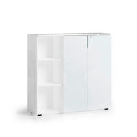 SIDEBOARD  120/113/34 cm  - Alufarben/Schwarz, Design, Glas/Holzwerkstoff (120/113/34cm) - Stylife