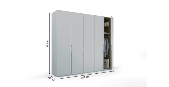 DREHTÜRENSCHRANK 251/223/60 cm 5-türig Grau - Grau, Trend, Holzwerkstoff/Metall (251/223/60cm) - Novel
