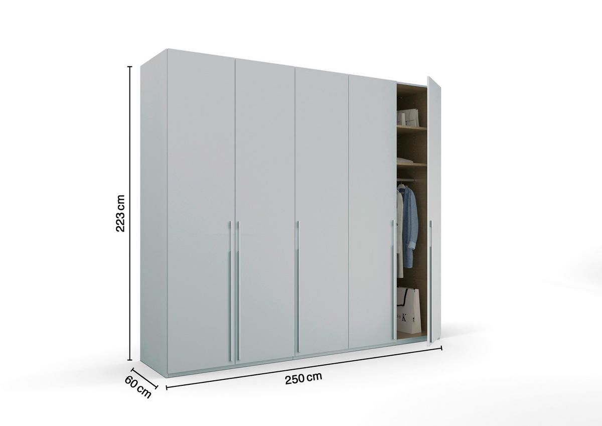 DREHTÜRENSCHRANK in Grau  - Grau, Trend, Holzwerkstoff/Metall (251/223/60cm) - Novel