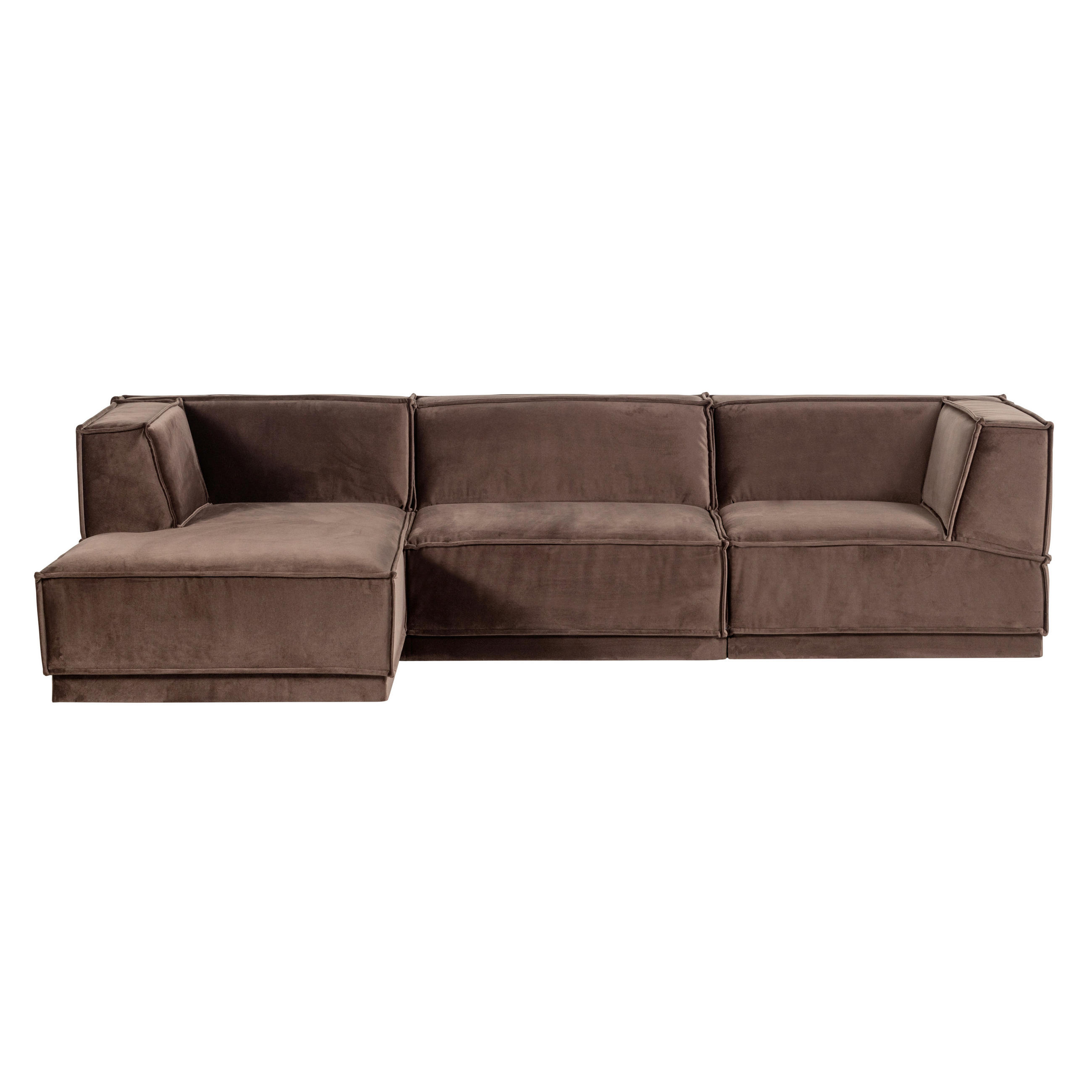 ECKSOFA Manu Braun Samt  - Schwarz/Braun, MODERN, Kunststoff/Textil (160/286cm) - Livetastic