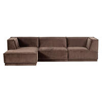ECKSOFA Manu Braun Samt  - Schwarz/Braun, MODERN, Kunststoff/Textil (160/286cm) - Livetastic
