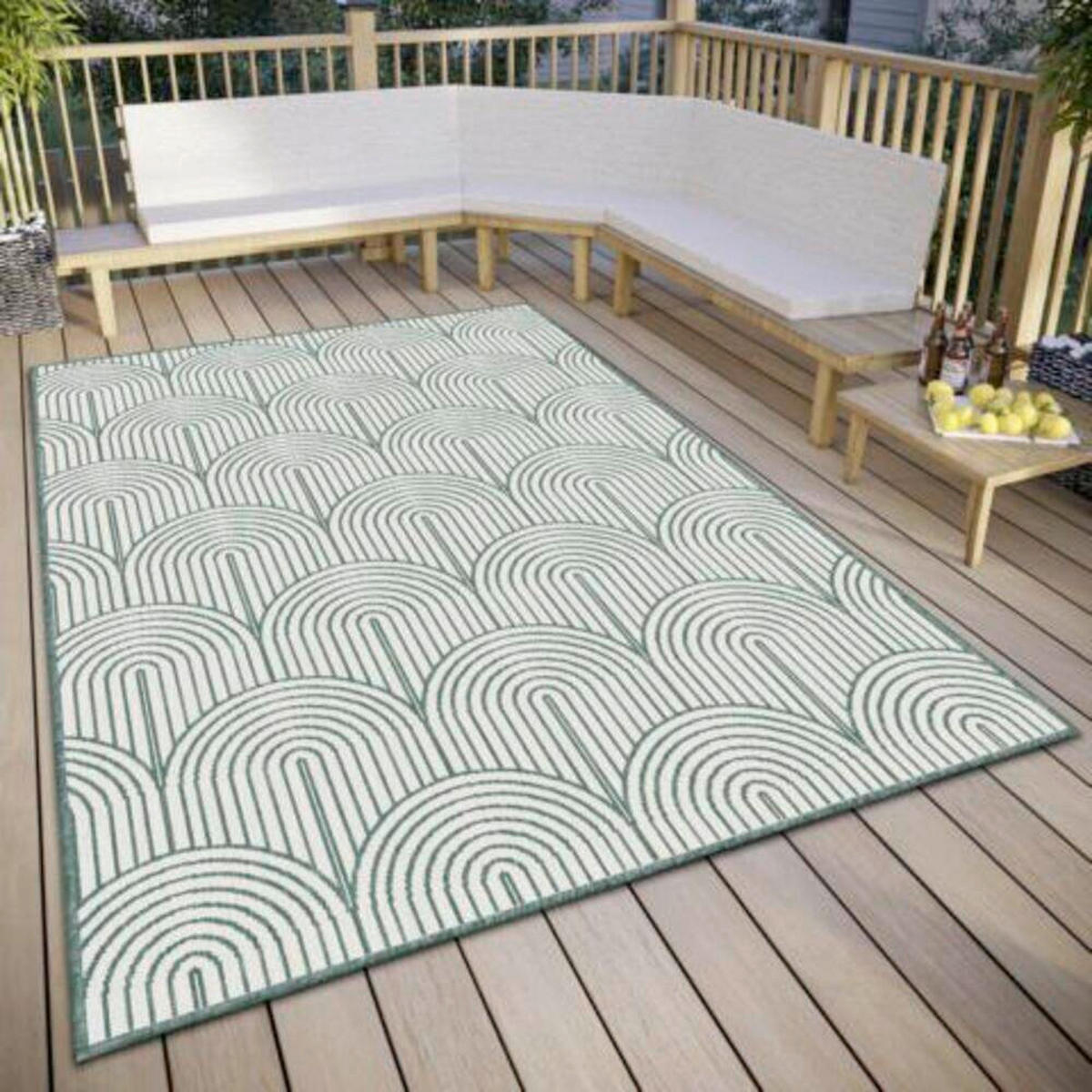 OUTDOORTEPPICH 80/150 cm Pangli Grün, Weiß  - Weiß/Grün, Design, Kunststoff (80/150cm)