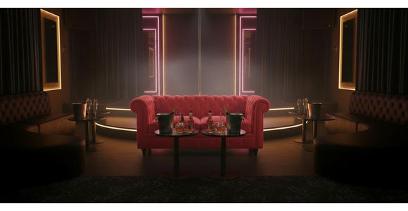 CHESTERFIELD-SOFA Samt Rot, Schwarz  - Rot/Schwarz, Trend, Holz/Textil (165/75/87cm) - Xora