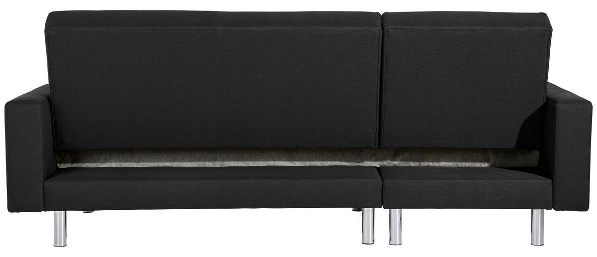 ECKSCHLAFSOFA inkl. Hocker Schwarz Flachgewebe  - Chromfarben/Schwarz, KONVENTIONELL, Textil/Metall (152/230cm) - Max Winzer