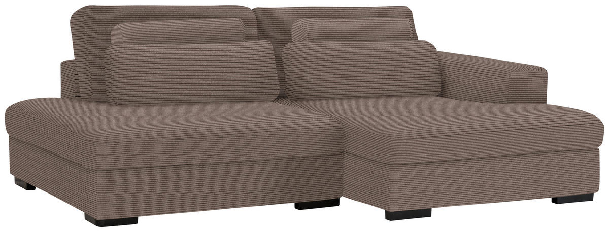 ECKSOFA in Cord, Velours Braun  - Schwarz/Braun, Design, Kunststoff/Textil (223/158cm) - Lomoco