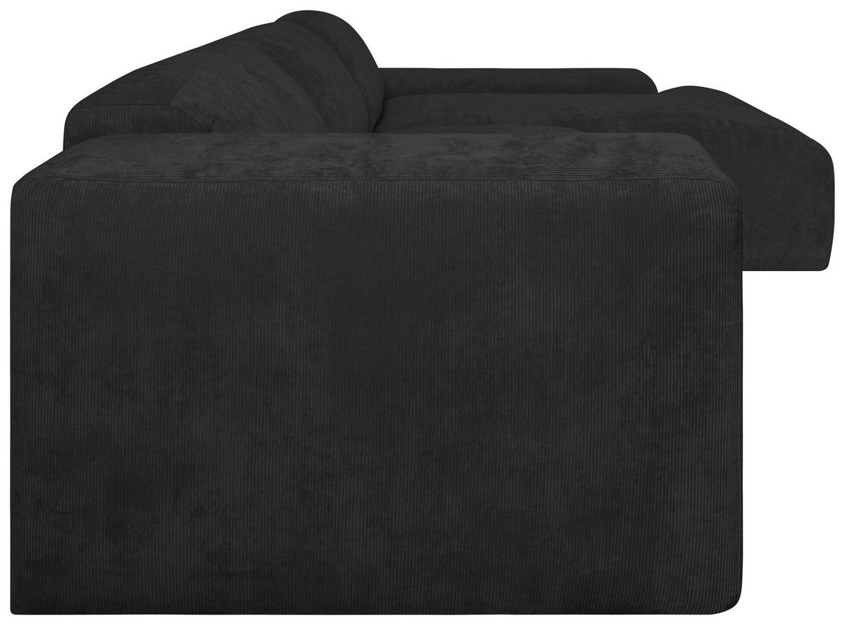 ECKSOFA in Cord Schwarz  - Schwarz, Design, Kunststoff/Textil (343/170cm) - MID.YOU