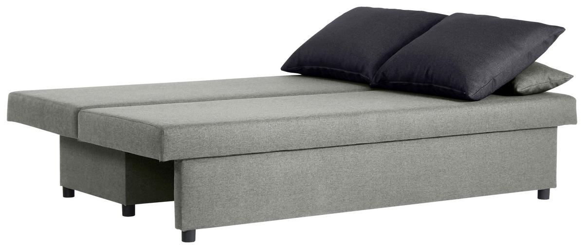 SCHLAFSOFA NEO Webstoff Grau, Dunkelgrau  inkl. Rückenkissen, Armlehnenkissen, Bettkasten  - Dunkelgrau/Schwarz, Basics, Kunststoff/Textil (192/82/82cm) - P & B