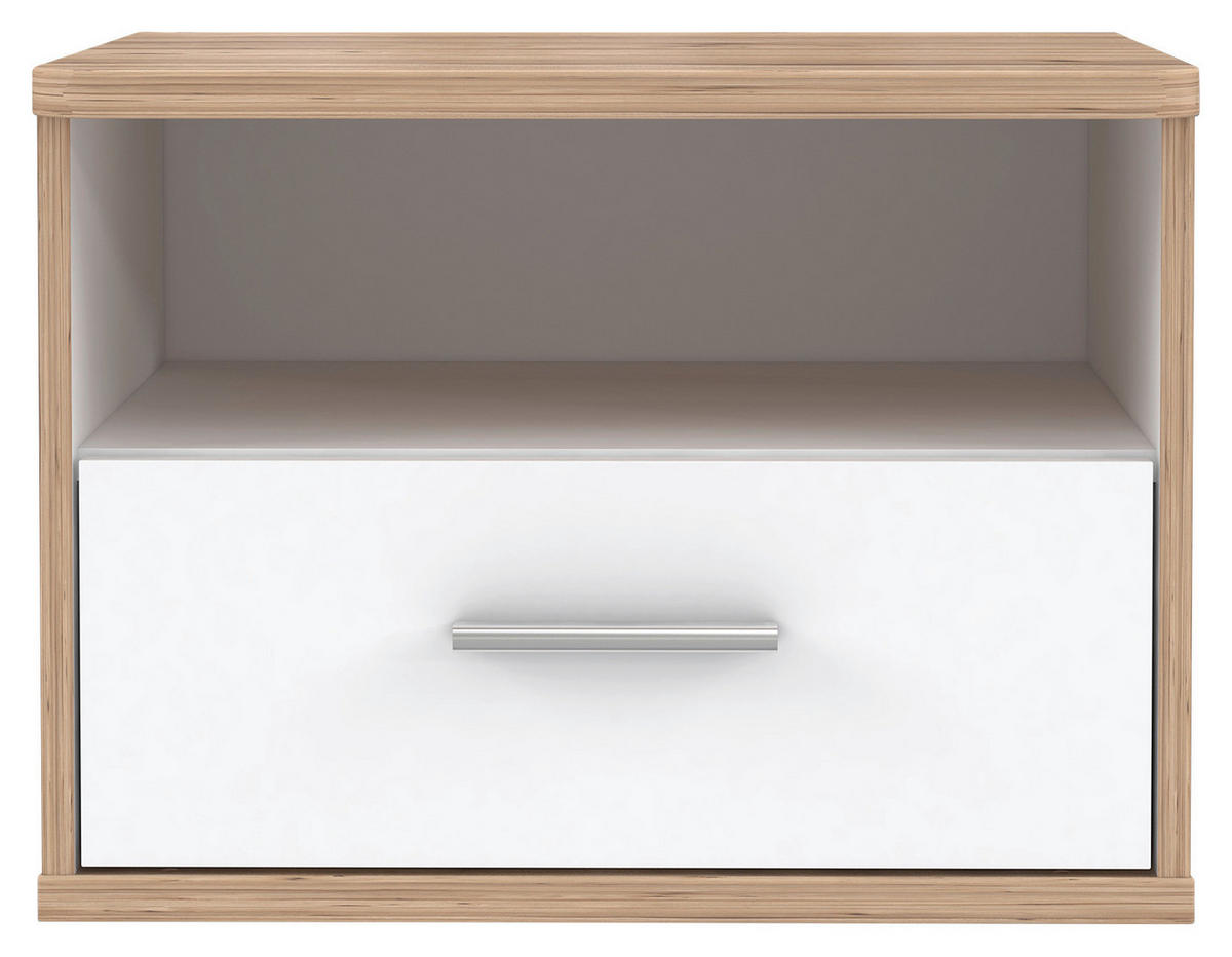 NACHTKÄSTCHEN 53,4/41,1/45,1 cm  in Eichefarben, Weiss  - Weiss/Eichefarben, Modern, Holzwerkstoff/Kunststoff (53,4/41,1/45,1cm) - Xora