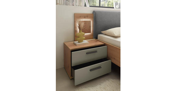 NACHTKÄSTCHEN 60/45,3/38 cm  in Salbeigrün, Eiche Artisan  - Salbeigrün/Schwarz, KONVENTIONELL, Holzwerkstoff/Kunststoff (60/45,3/38cm) - Xora