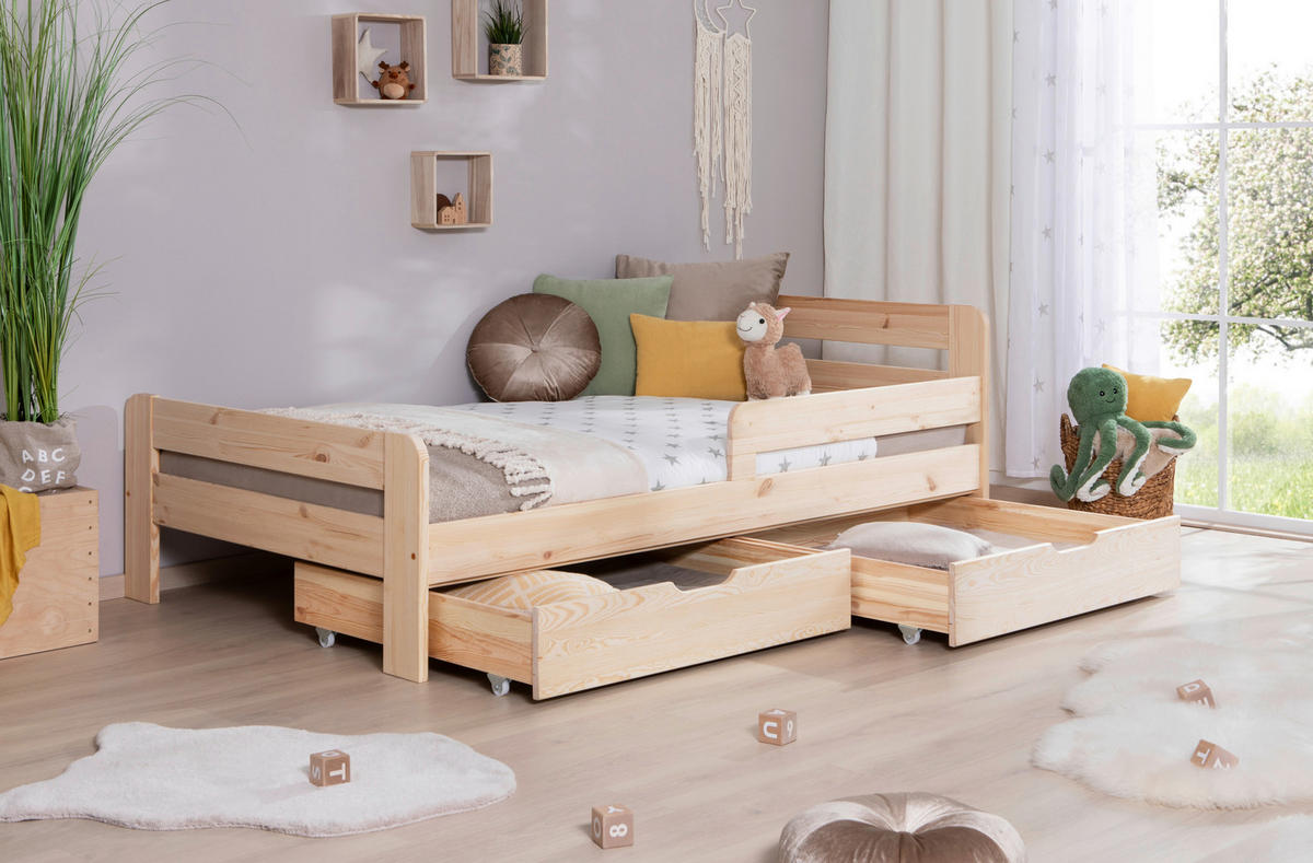 STAURAUMBETT 120/200 cm  in Naturfarben  - Naturfarben, MODERN, Holz/Textil (120/200cm) - MID.YOU