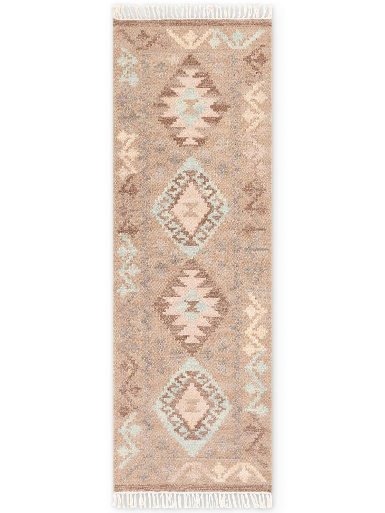 LÄUFER 60/190 cm Kamal  - Beige/Hellblau, Basics, Textil (60/190cm)