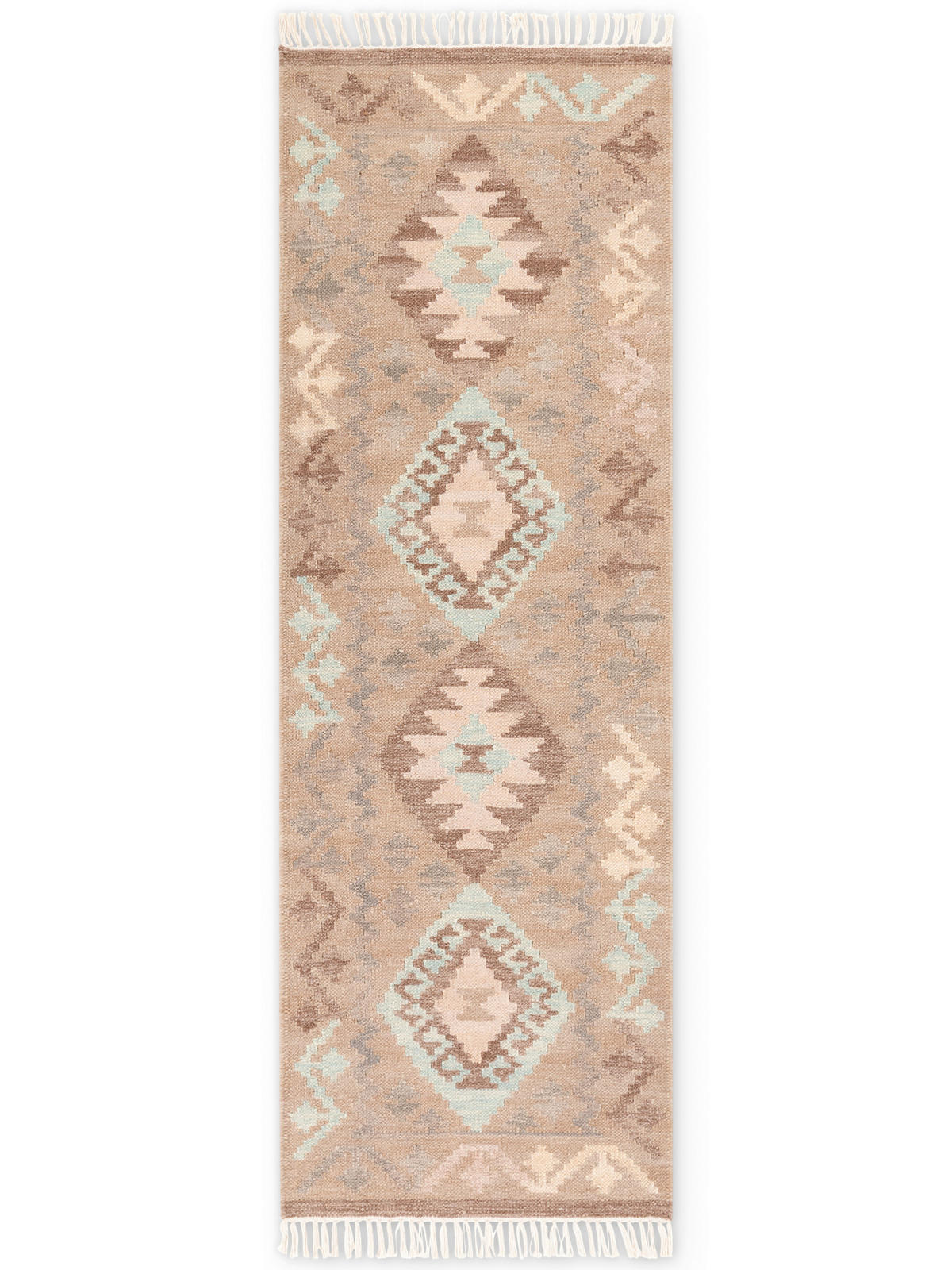 LÄUFER 60/190 cm Kamal  - Beige/Hellblau, Basics, Textil (60/190cm)