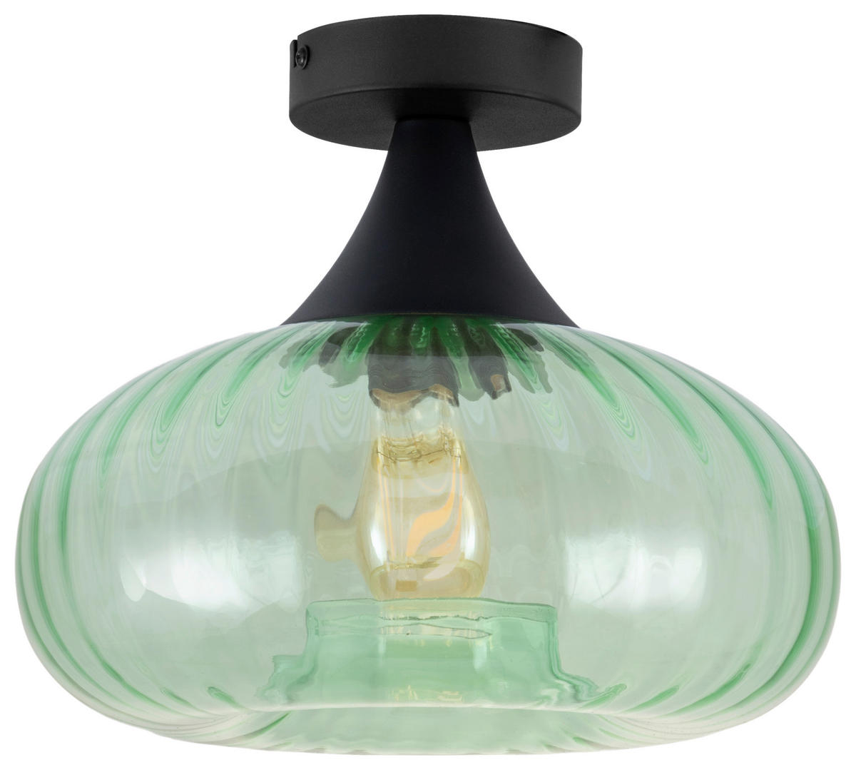 DECKENLEUCHTE 28/23 cm   - Schwarz/Grün, Design, Glas/Metall (28/23cm) - Collet's Monde