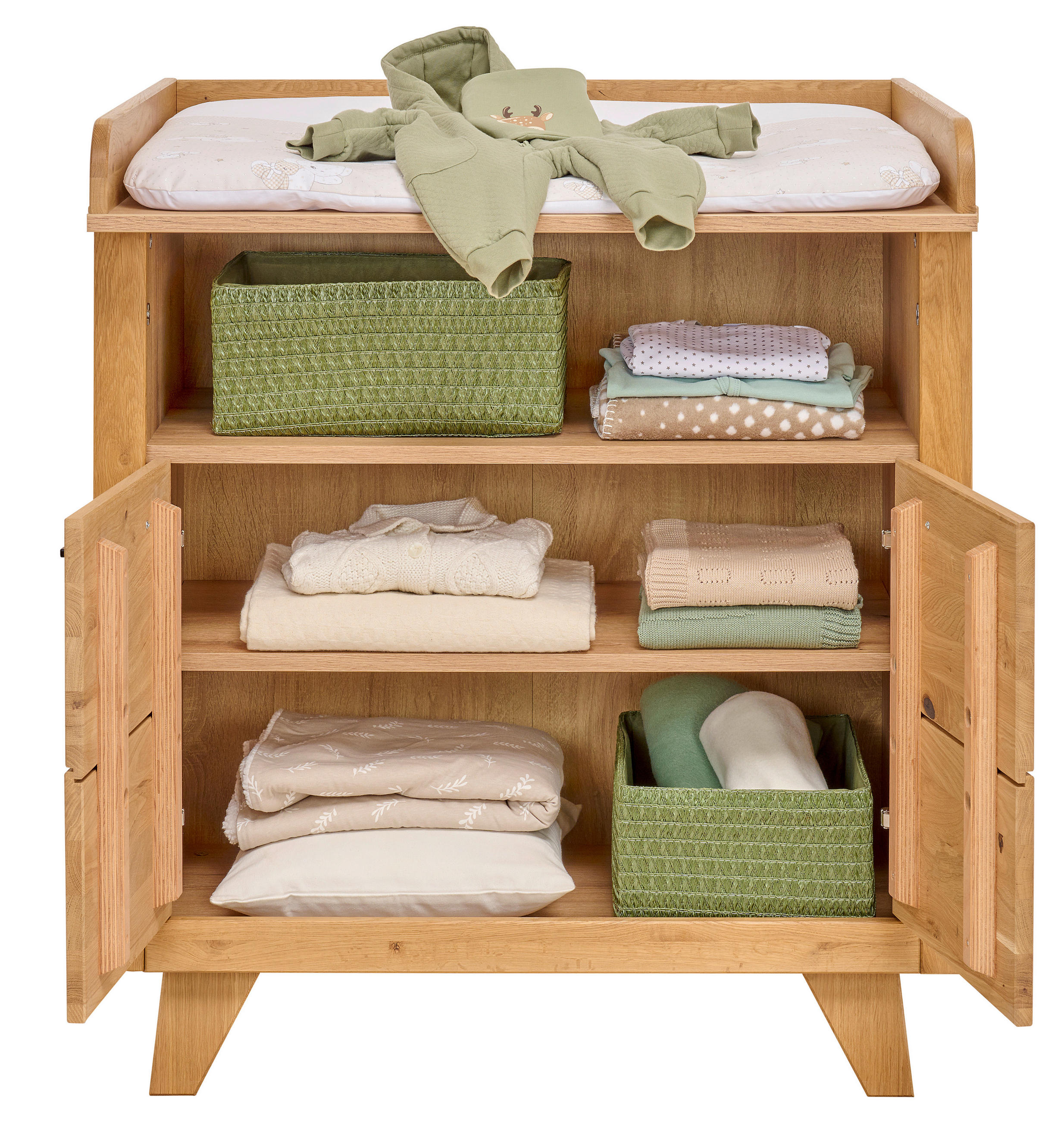 WICKELKOMMODE Berta Eichefarben  - Eichefarben/Schwarz, Natur, Karton/Holz (91/87/90/93/77cm) - Jimmylee