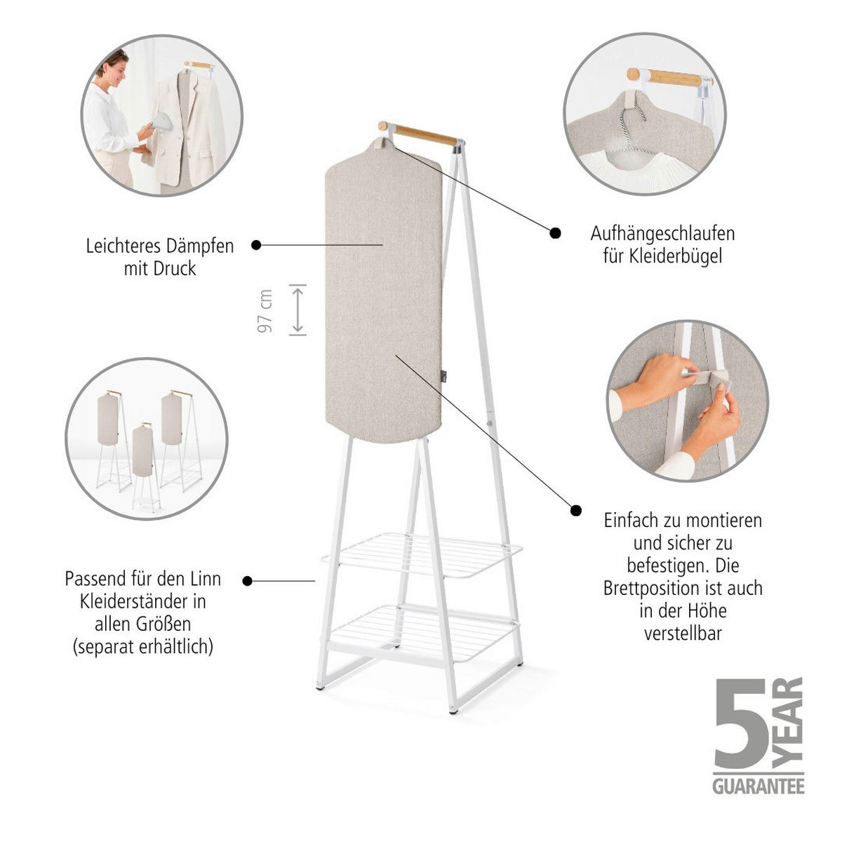 PODLOGA ZA PARNO GLAČANJE    42/97/1,8 cm    - siva, Basics, tekstil (42/97/1,8cm) - Brabantia