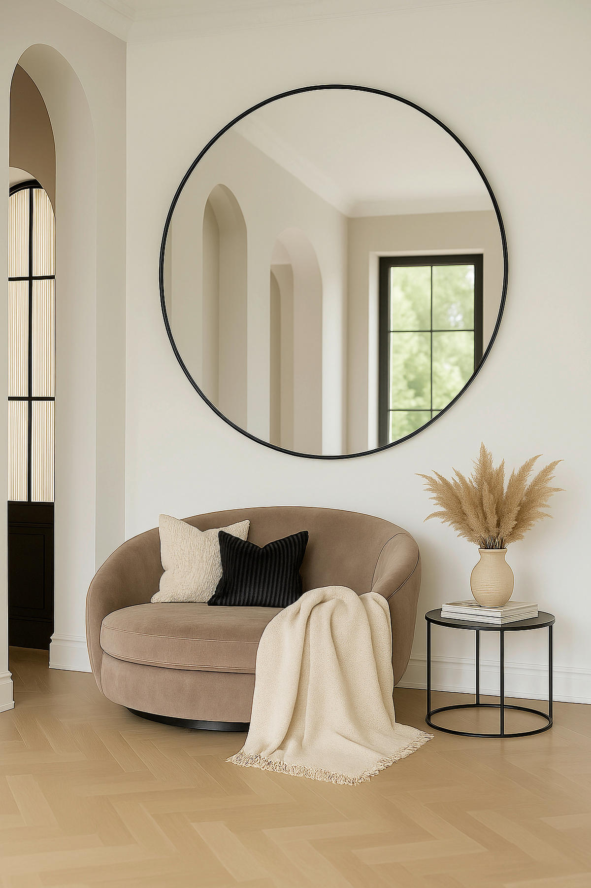 WANDSPIEGEL Schwarz  - Schwarz, MODERN, Glas/Metall (150/150/3cm) - Milino