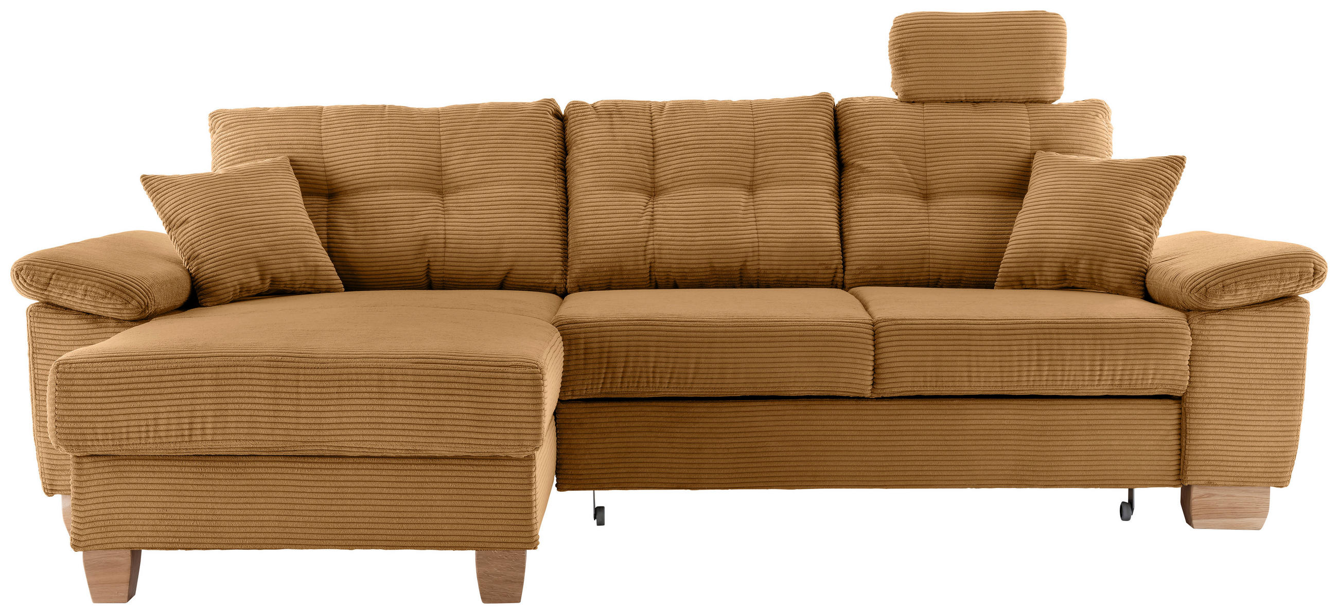 ECKSOFA in Cord Goldfarben  - Goldfarben/Naturfarben, MODERN, Holz/Textil (176/270cm) - Livetastic