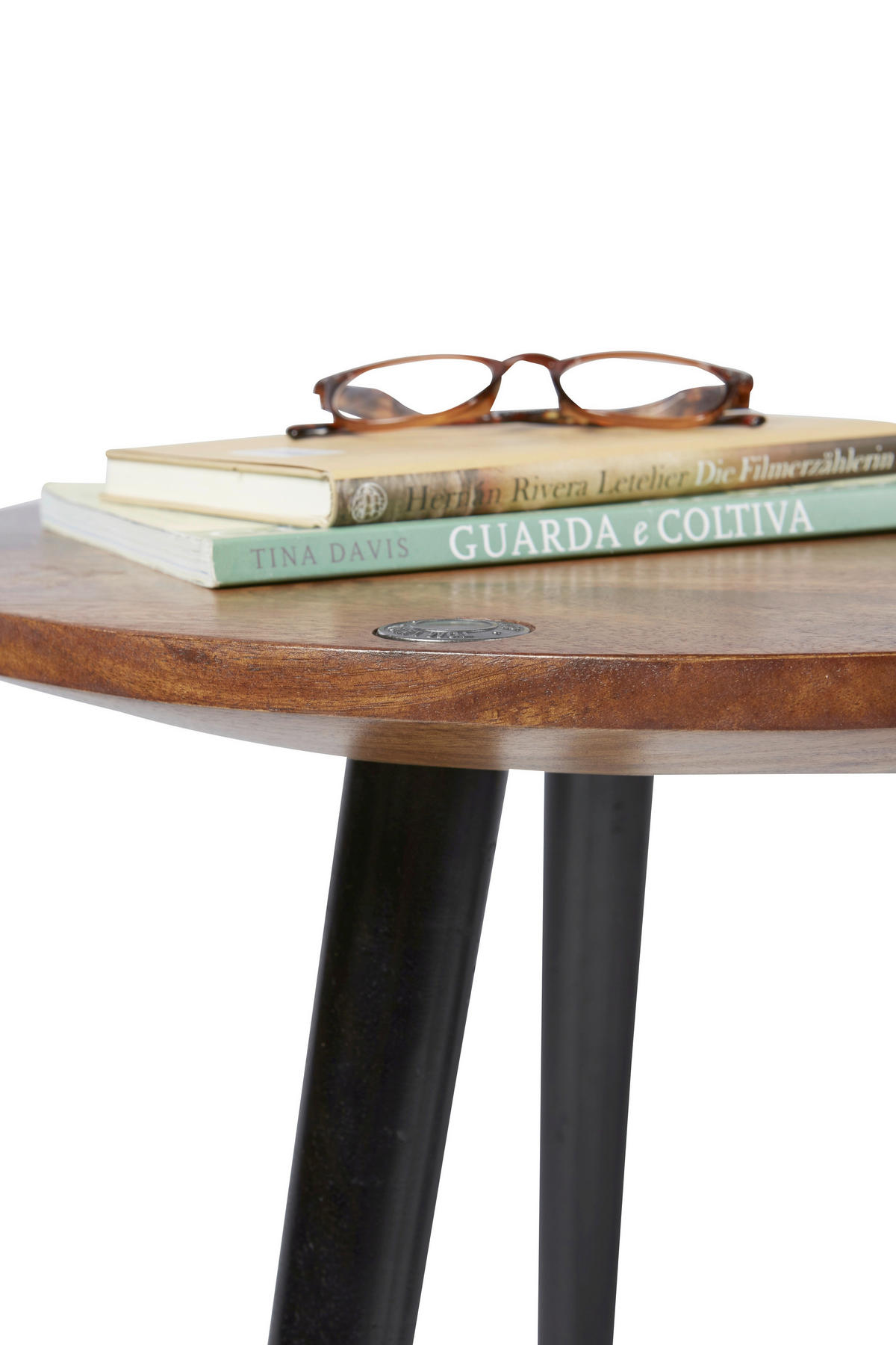 BEISTELLTISCH 50/50/50 cm Mangoholz massiv Braun, Schwarz rund  - Schwarz/Braun, Design, Holz (50/50/50cm) - MID.YOU