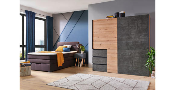 BOXSPRINGBETT 100/200 cm  in Dunkelbraun  - Wengefarben/Dunkelbraun, KONVENTIONELL, Textil (100/200cm) - Carryhome