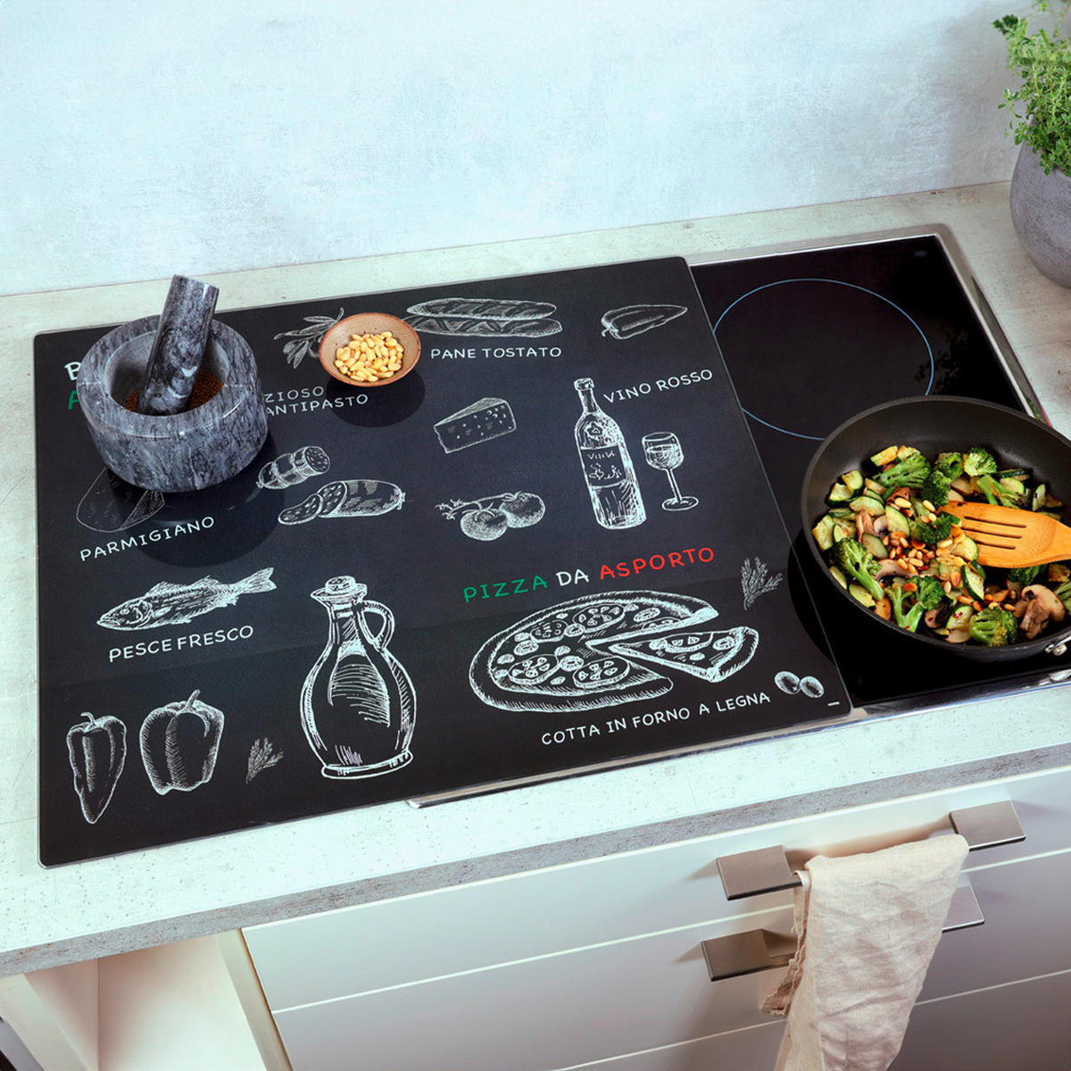 HERDABDECKPLATTE 3658813  - Multicolor/Schwarz, Basics, Glas (56/50/1,4cm) - Kesper