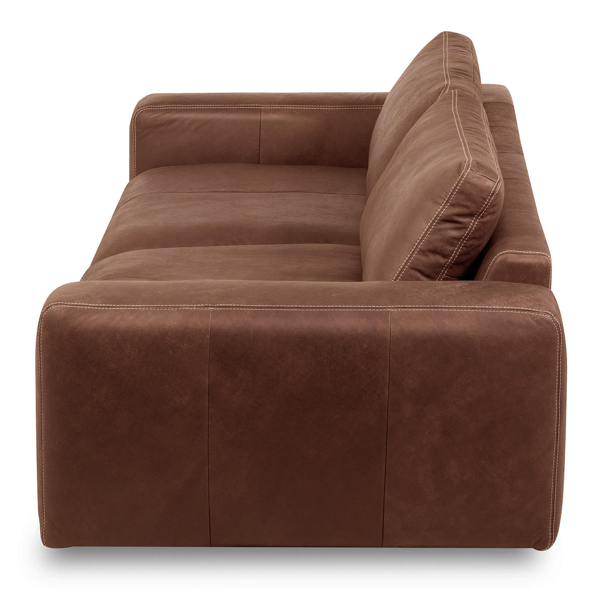 3-SITZER-SOFA  in Echtleder Braun   - Beige/Schwarz, Design, Leder/Kunststoff (300/85/123cm) - Livetastic