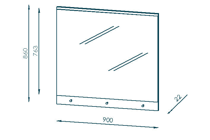 TÜKRÖS ELEM 90/86/2,3 cm    - Fehér, Basics, Faalapú anyag/Üveg (90/86/2,3cm) - Voleo