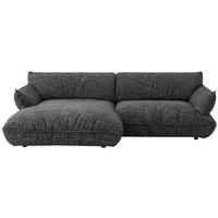 ECKSOFA Graubraun Flachgewebe  - Graubraun/Schwarz, Design, Kunststoff/Textil (185/264cm) - Belluti