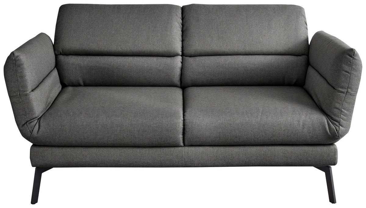 2-SITZER-SOFA Flachgewebe Dunkelgrau  - Dunkelgrau/Schwarz, Design, Textil/Metall (178-226/83-113/96-177cm) - Dieter Knoll