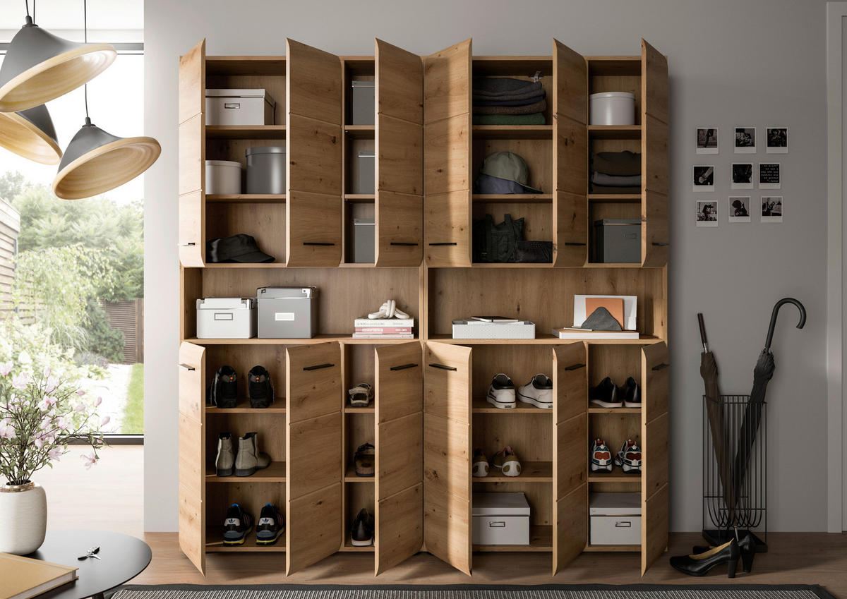 HOCHSCHRANK  - Schwarz/Eiche Artisan, Basics, Holzwerkstoff/Kunststoff (180cm) - MID.YOU