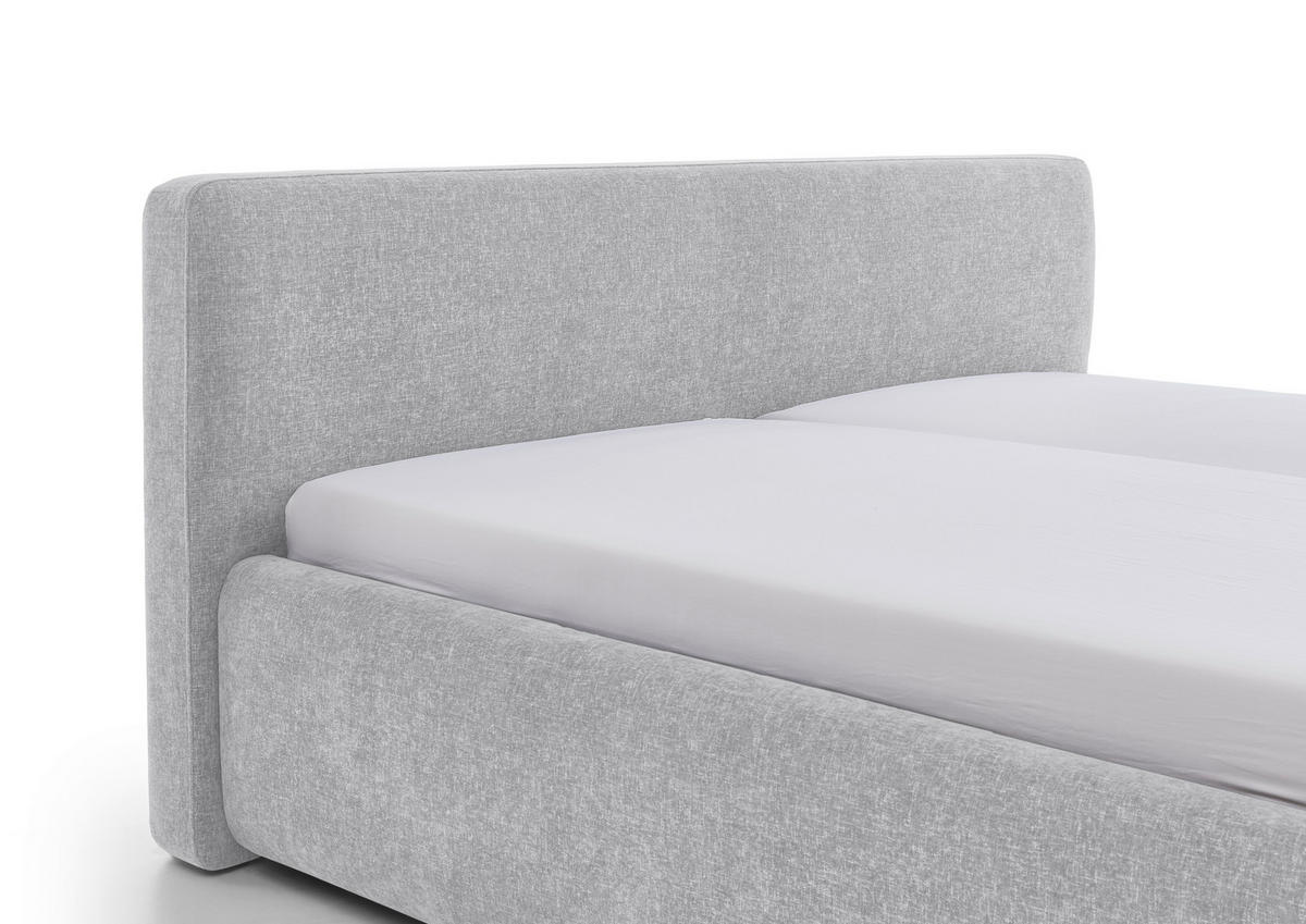 POLSTERBETT 180/200 cm  Hellgrau  - Birkefarben/Buchefarben, Design, Holz/Textil (180/200cm) - Xora