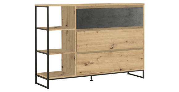 KOMMODE Anthrazit, Eichefarben - Eichefarben/Anthrazit, Trend, Holzwerkstoff/Metall (140/100/38cm) - Xora
