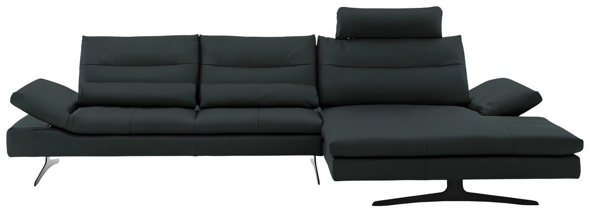 ECKSOFA in Echtleder Waldgrün  - Waldgrün/Schwarz, Modern, Leder/Metall (342/158cm) - Chilliano