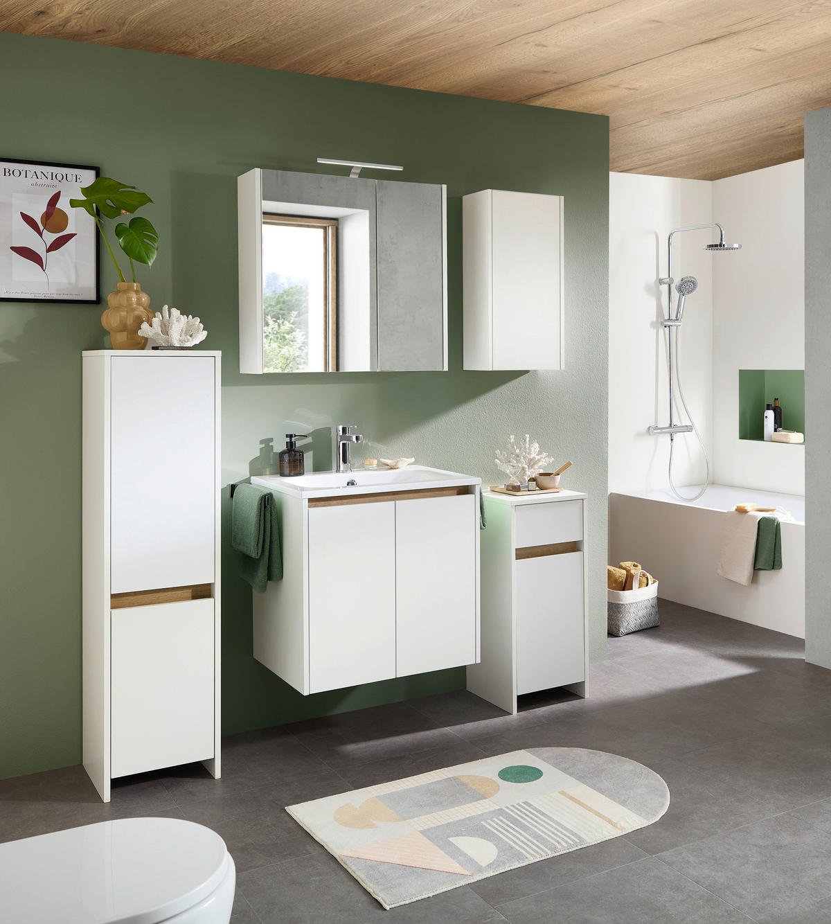 BADEZIMMER 6-teilig  in 160 cm  - Eichefarben/Weiß, KONVENTIONELL, Holzwerkstoff/Stein (160cm) - Xora