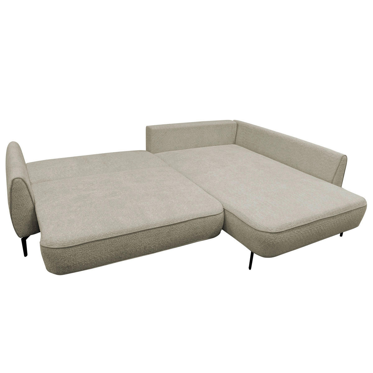 ECKSOFA in Bouclé Creme  - Creme/Schwarz, Design, Textil/Metall (273/204cm) - MID.YOU