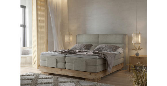 BOXSPRINGBETT 180/200 cm in Eichefarben, Olivgrün - Eichefarben/Olivgrün, Natur, Holz/Textil (180/200cm) - Valnatura