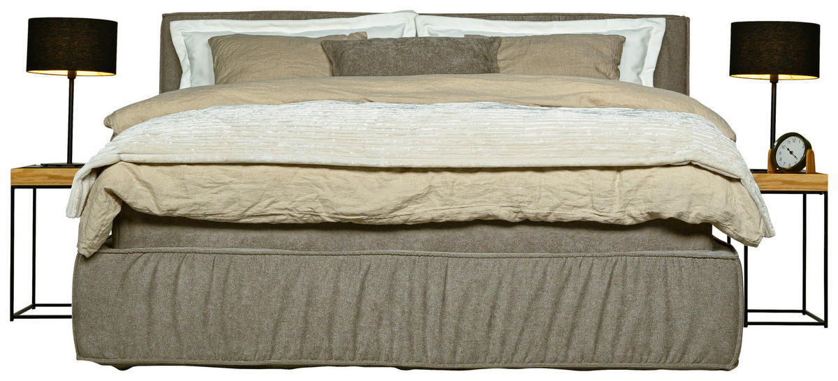 KONTINENTALSÄNG  i greige  - greige, Klassisk, metall/trä (180/200cm) - Best Price