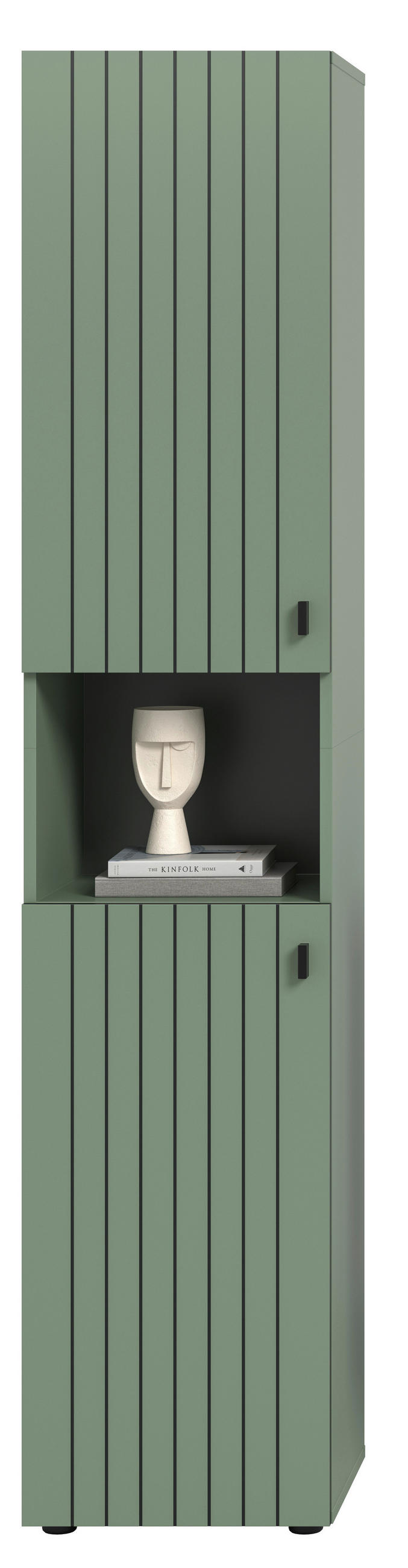 GARDEROBENSCHRANK  in 40/192/37 cm  - Schwarz/Graugrün, Design, Holzwerkstoff/Kunststoff (40/192/37cm) - MID.YOU