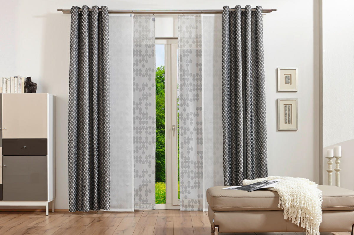 ZÁVES S OČKAMI, nepriehľadné, 140/250 cm - sivá, Design, textil (140/250cm) - Joop!