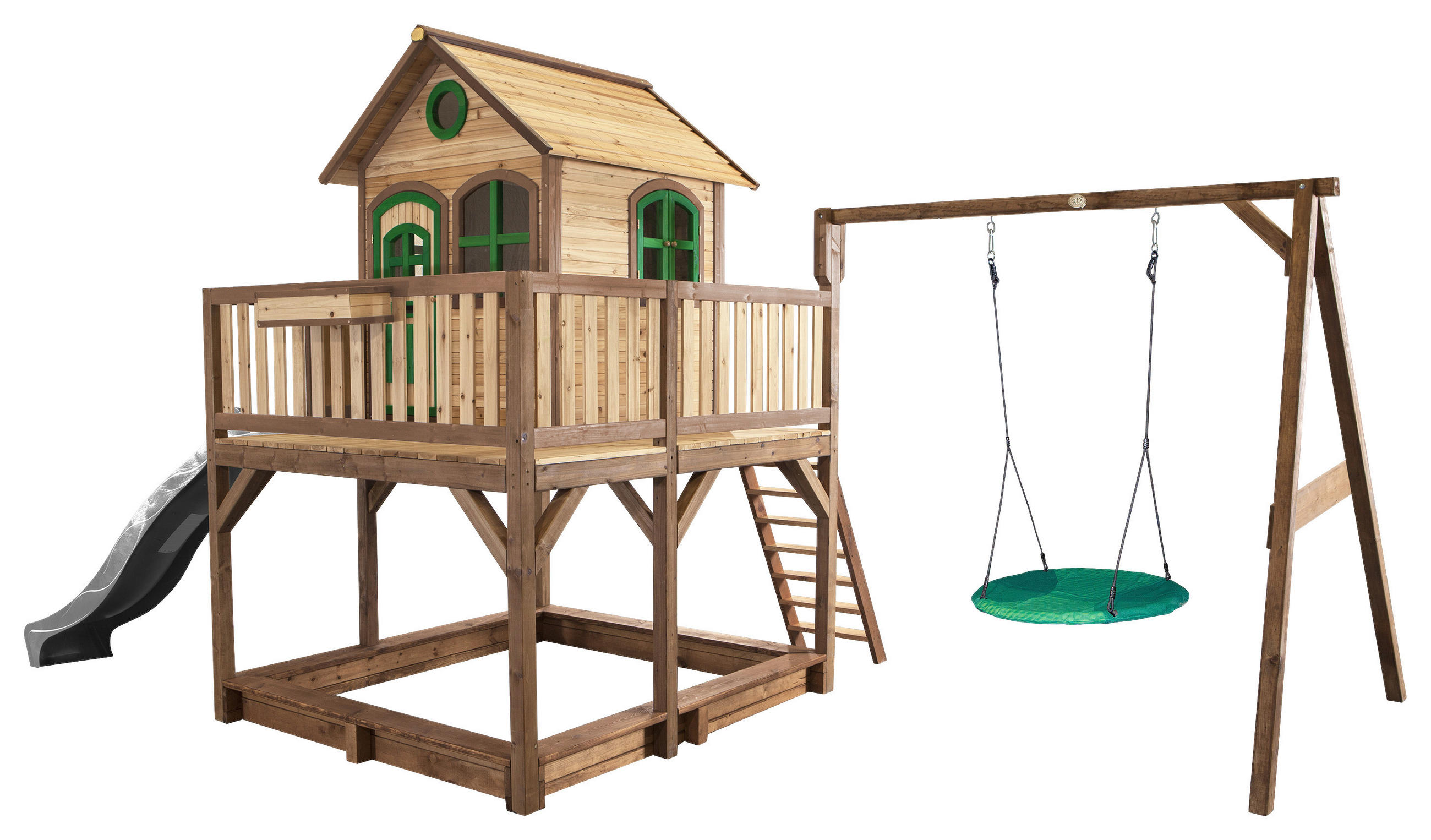 SPIELTURM 613/291/277 cm  - Braun/Grau, Konventionell, Holz (613/291/277cm)