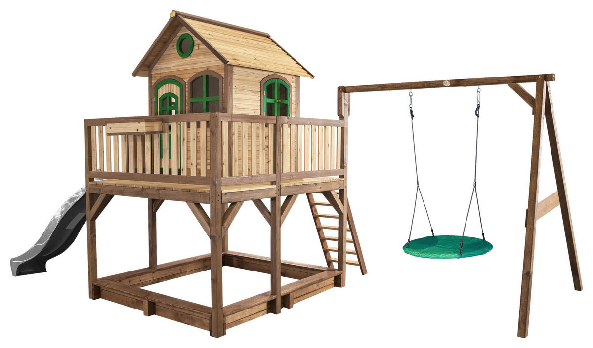 SPIELTURM 613/291/277 cm  - Braun/Grau, KONVENTIONELL, Holz (613/291/277cm) - Ambia Garden