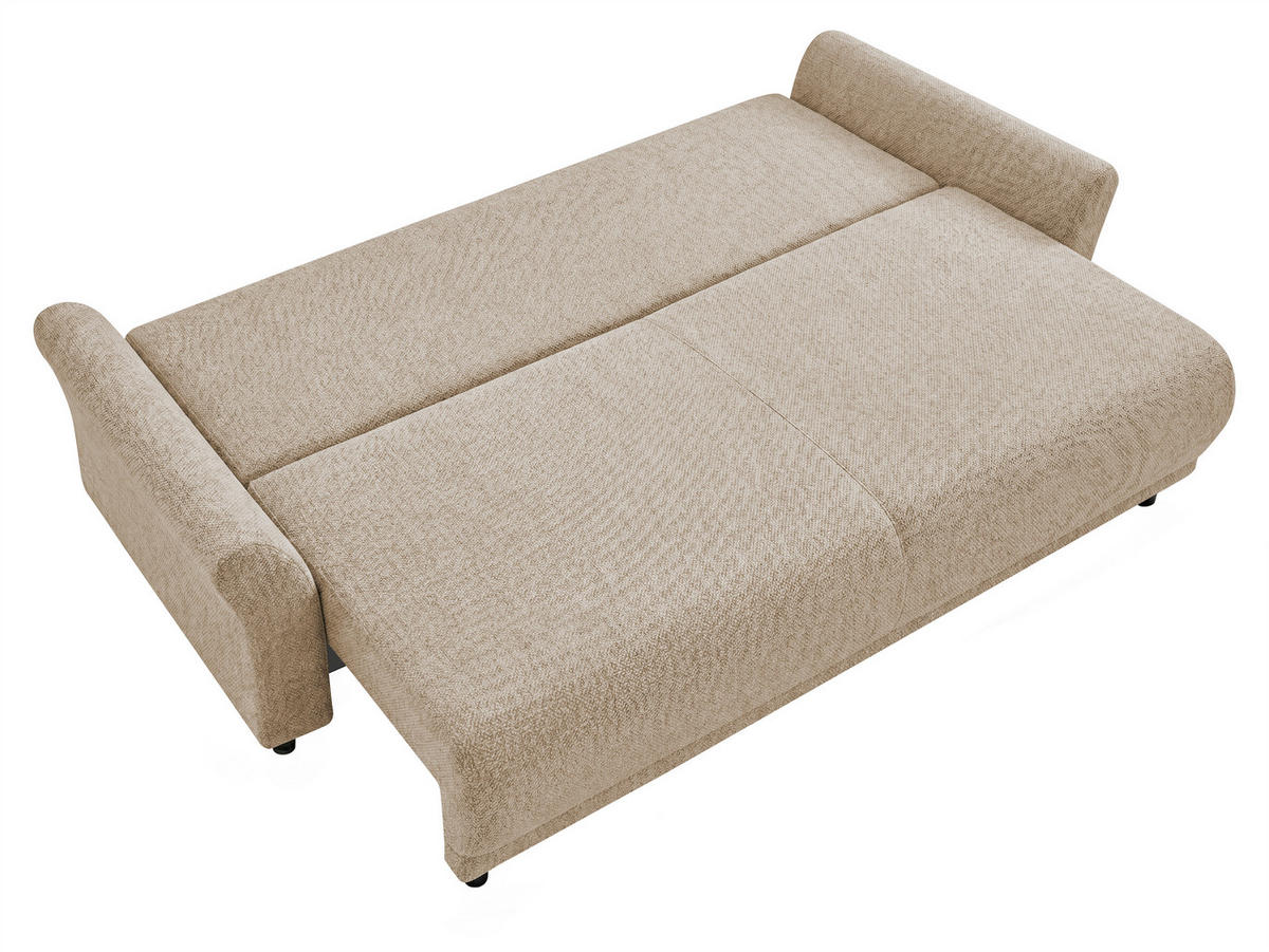 SCHLAFSOFA Flachgewebe, Struktur Beige  inkl. Zierkissen, Rückenkissen, Bettkasten, Schlaffunktion, Rücken echt  - Beige/Schwarz, Design, Textil (244/88/100cm) - P & B