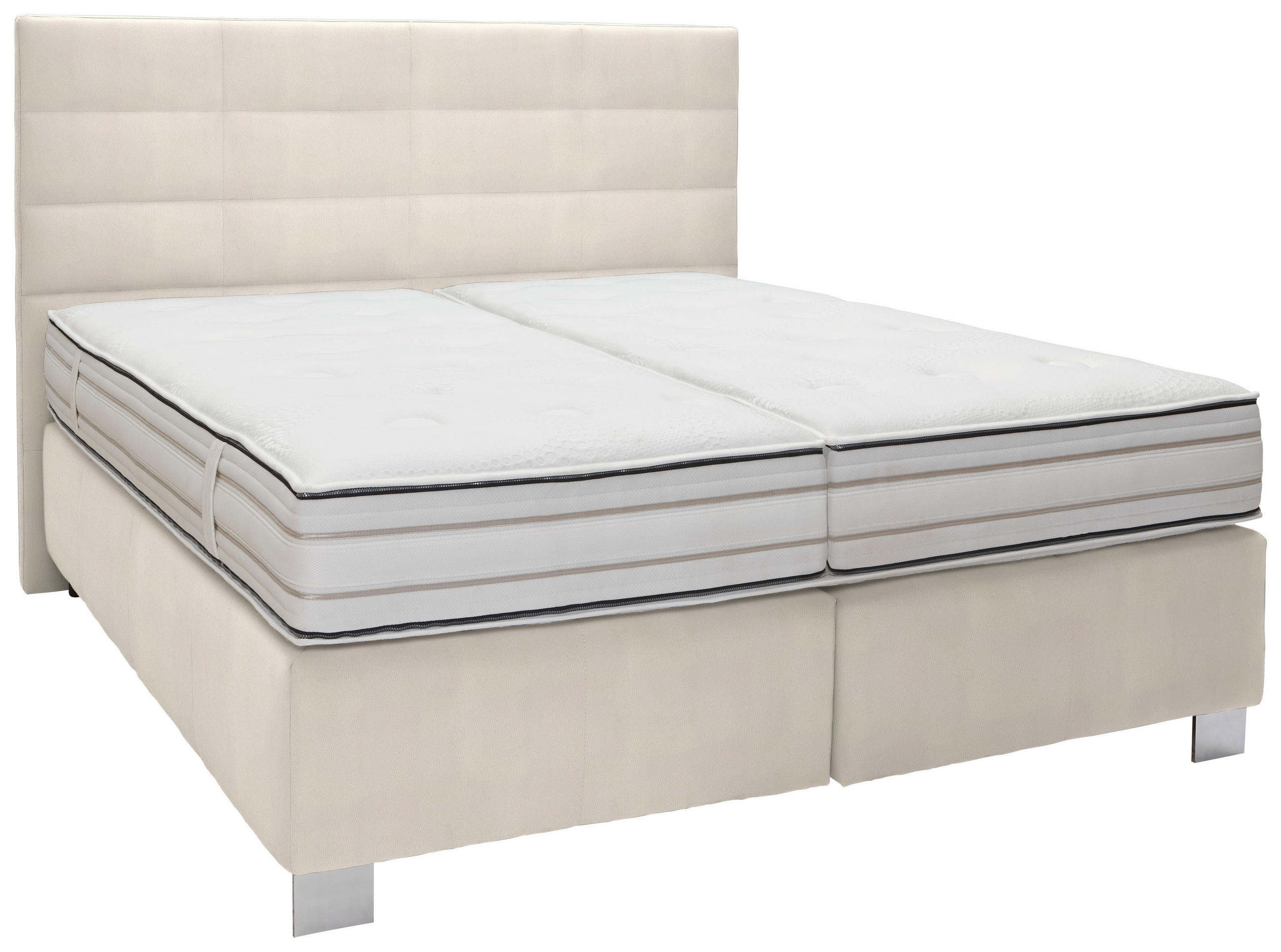 BOXSPRINGBETT 180/200 cm  in Creme  - Creme/Alufarben, Konventionell, Holzwerkstoff/Textil (180/200cm) - Dieter Knoll