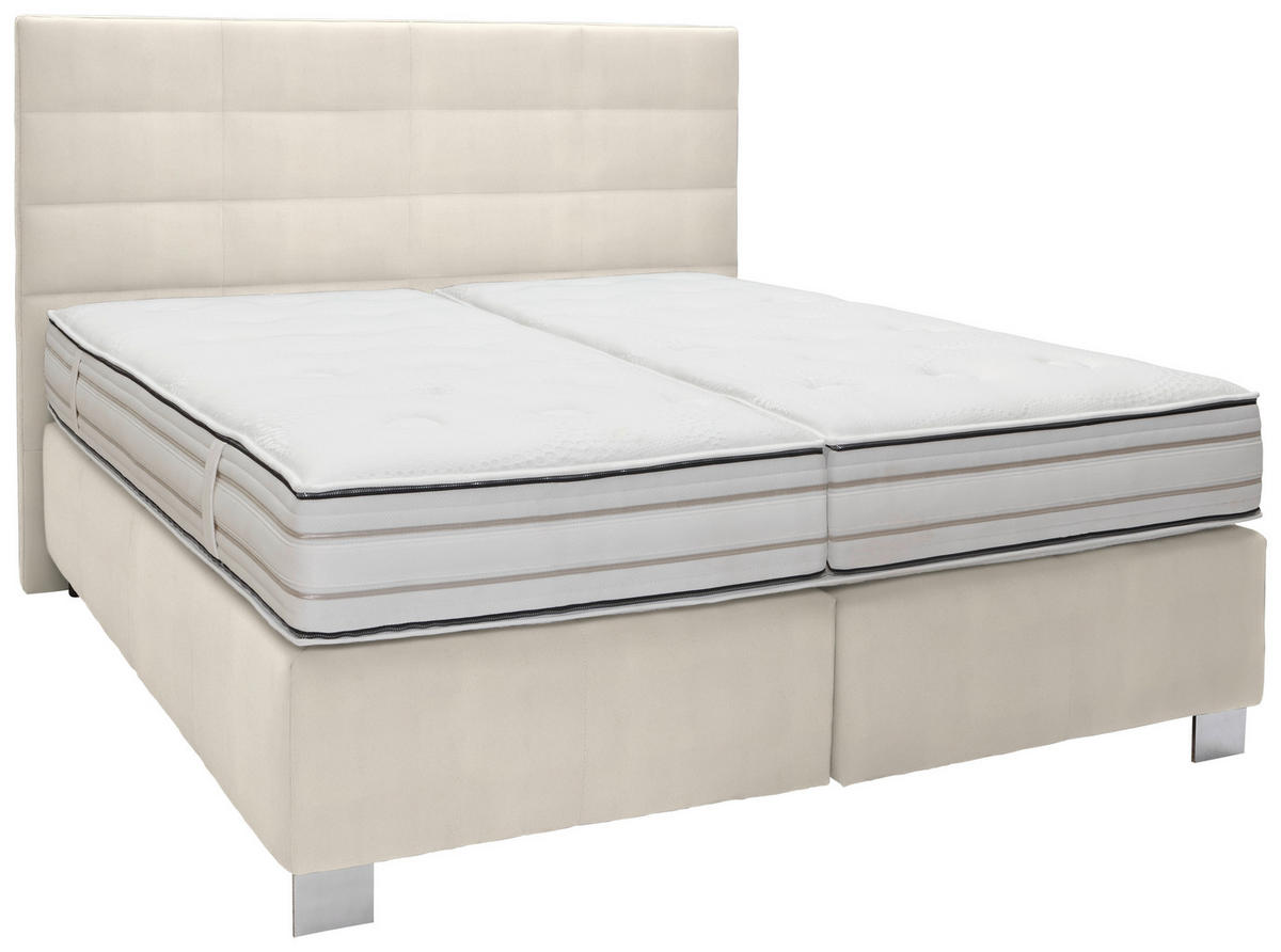 BOXSPRINGBETT 180/200 cm  in Creme  - Creme/Alufarben, Konventionell, Holzwerkstoff/Textil (180/200cm) - Dieter Knoll