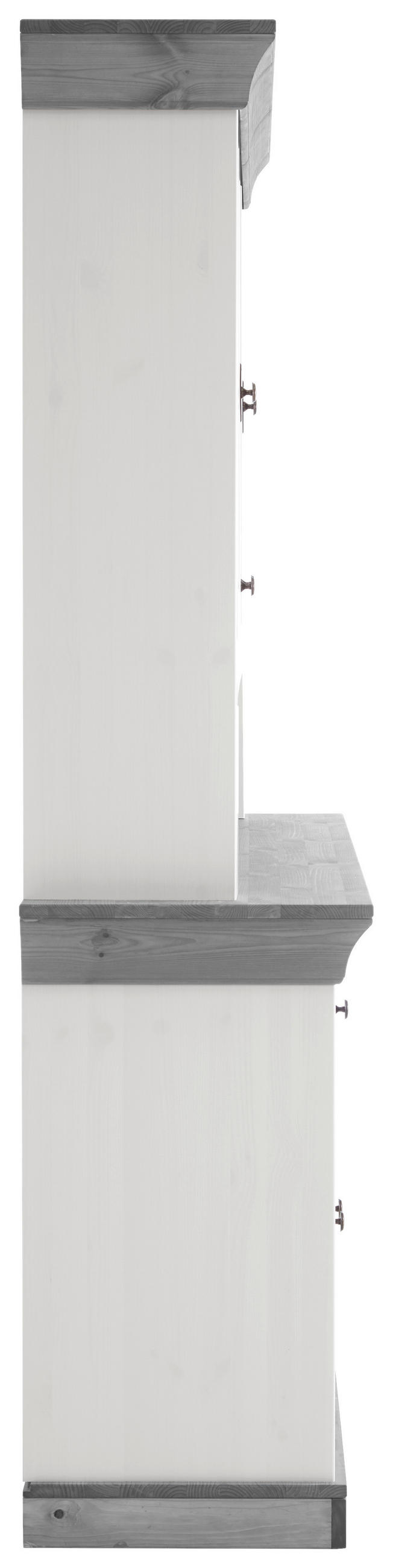 BUFFET 143/197/45 cm  in Grau, Weiß  - Weiß/Grau, ROMANTIK / LANDHAUS, Glas/Holz (143/197/45cm) - Boxxx