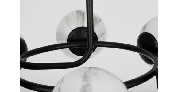 DECKENLEUCHTE Sirius 67/44 cm  - Schwarz/Weiß, Design, Glas (67/44cm) - Dieter Knoll