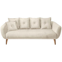 3-SITZER-SOFA in Velours Beige, Buchefarben  - Beige/Buchefarben, Modern, Holz/Textil (236/94/103cm) - Livetastic